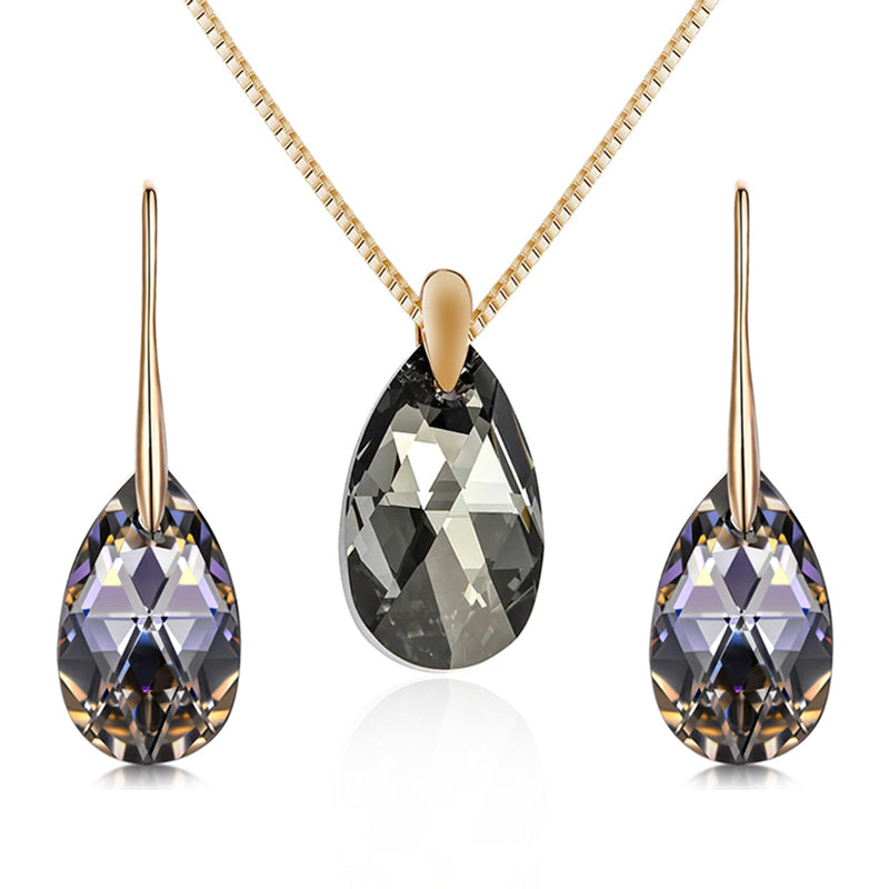 Black Aurora Crystal Jewelry Set