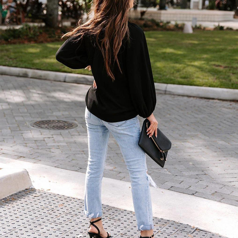 Casual V-Neck Long Sleeve T-Shirt