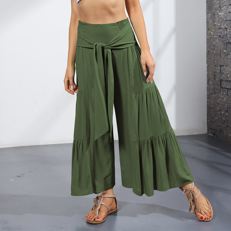 Lace-up Casual Wide-leg Pants