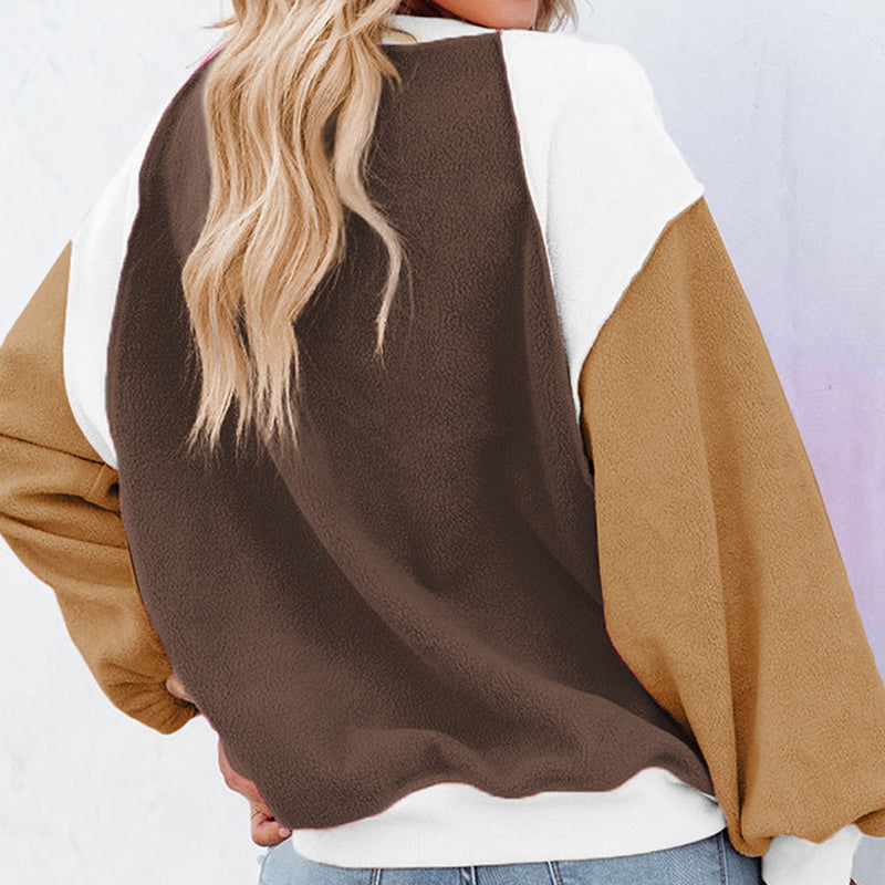 Plush Contrast Pullover Top