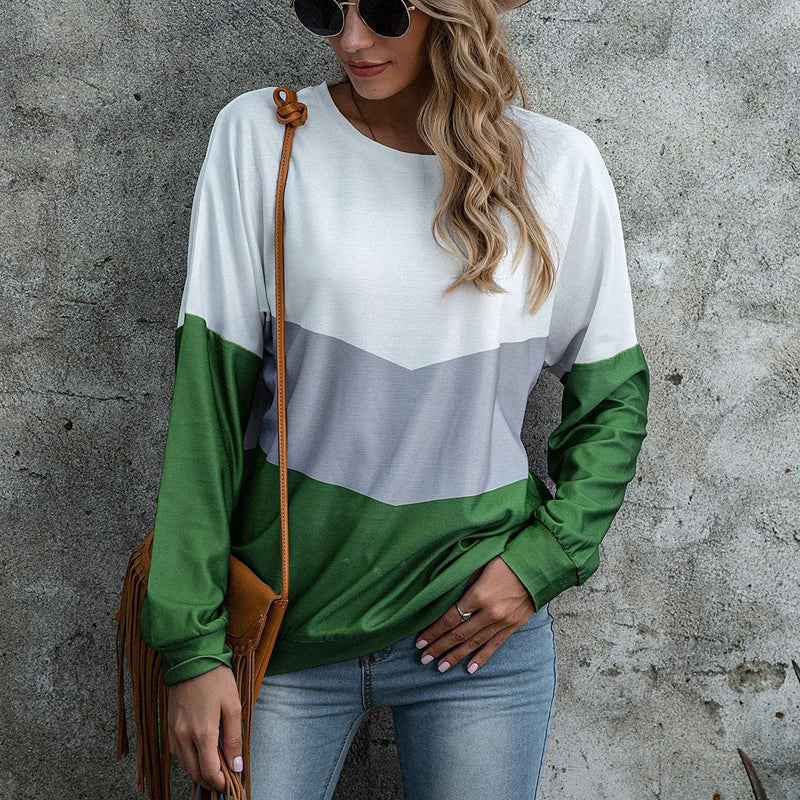 Panel Print Tricolor Long Sleeve T-Shirt