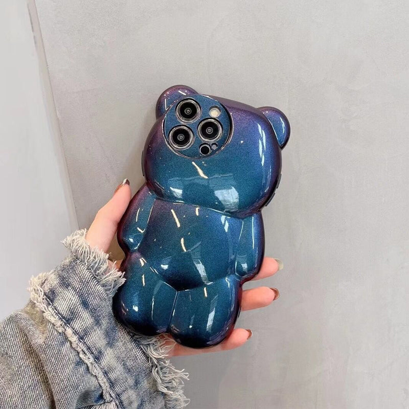 Cute 3D Glitter Shockproof Bear Case for iPhone