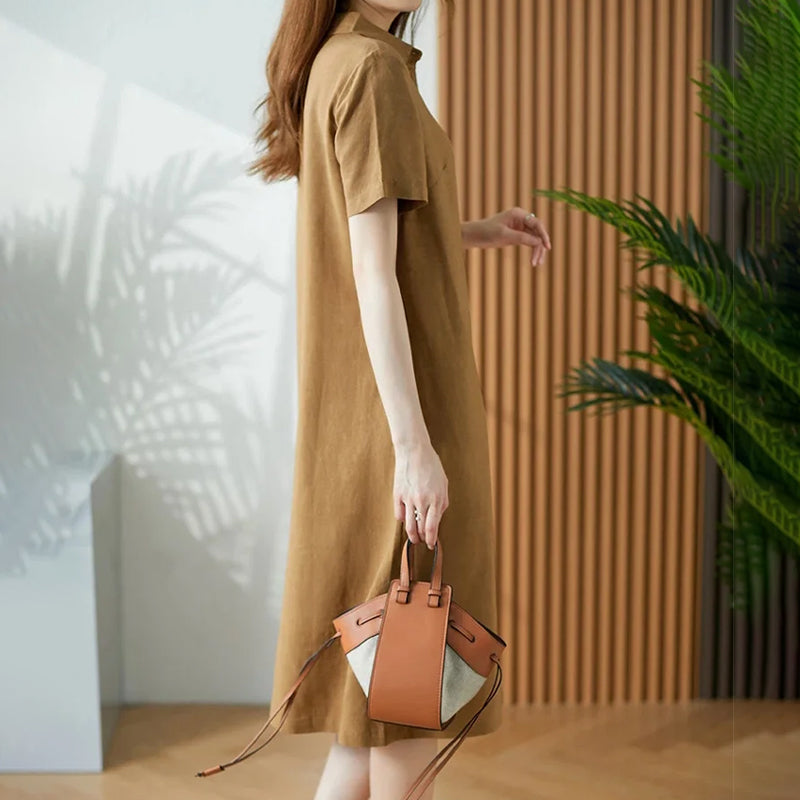 Breathable Short Sleeve Simple Dress