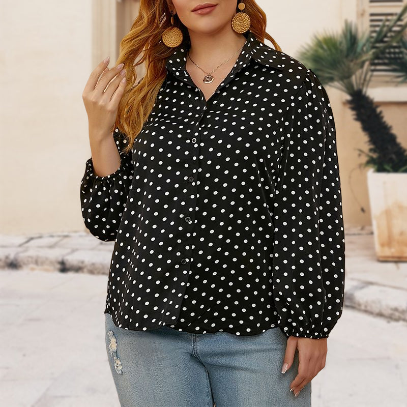 Balloon Sleeve Polka Dot Shirt