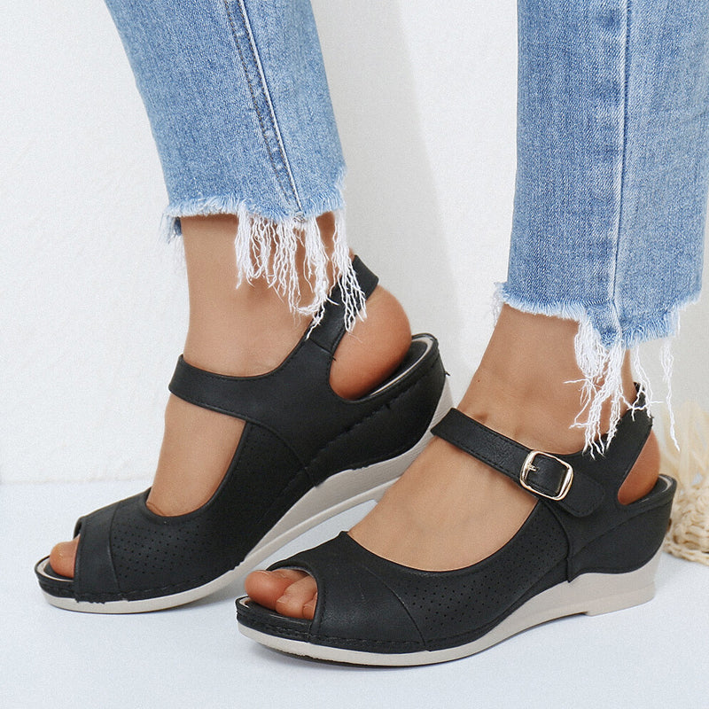 Women Casual Open Peep Toe Wedge Sandals