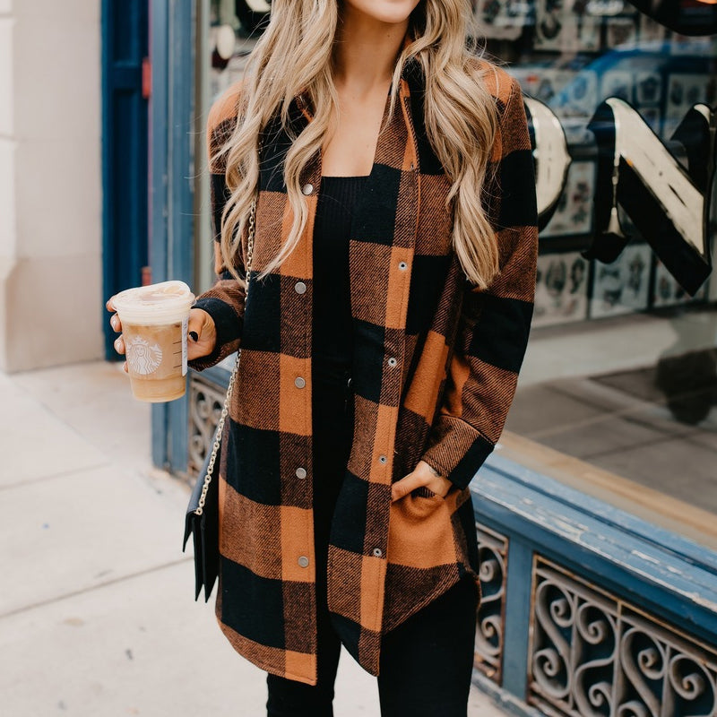 Long Sleeve Plaid Jacket