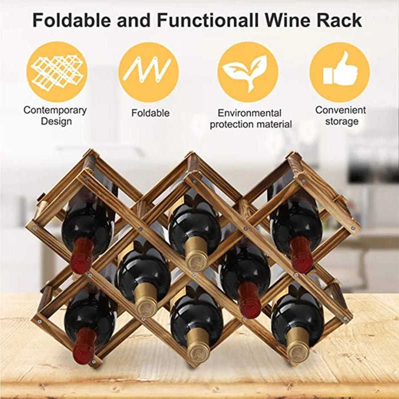 Foldable Free Standing Wooden Wine Rack