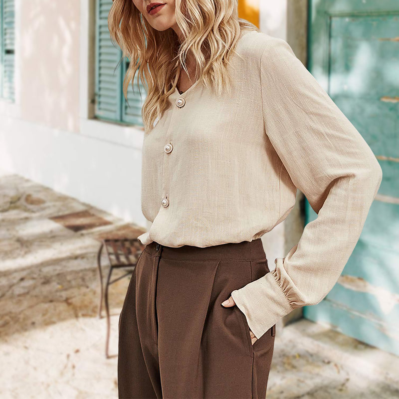 Single-breasted Loose-fitting Shirt
