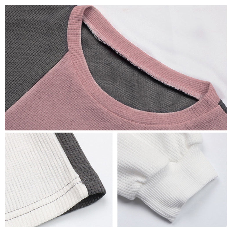 Colorblock Waffle Sweatshirt