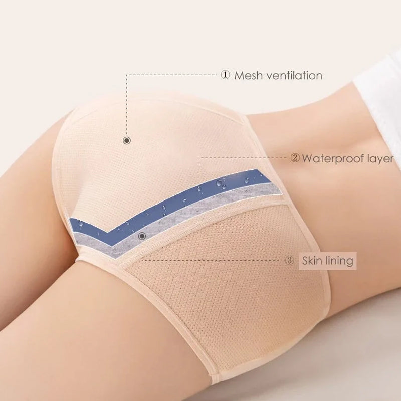 Large Size High Waist Cotton Antibacterial Anti-Side Leak Underwear