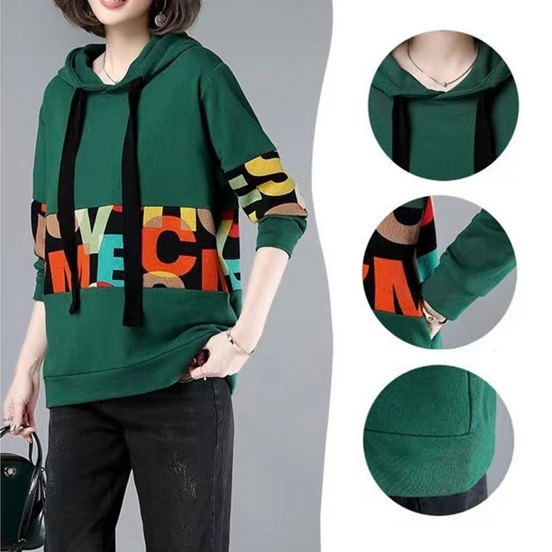 Printed Hooded Long Sleeve Sweatshirt