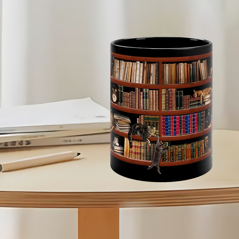 Bookshelf Mug with Cat