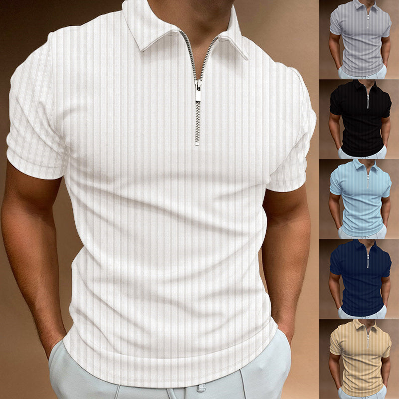 Striped Zip Polo Shirt