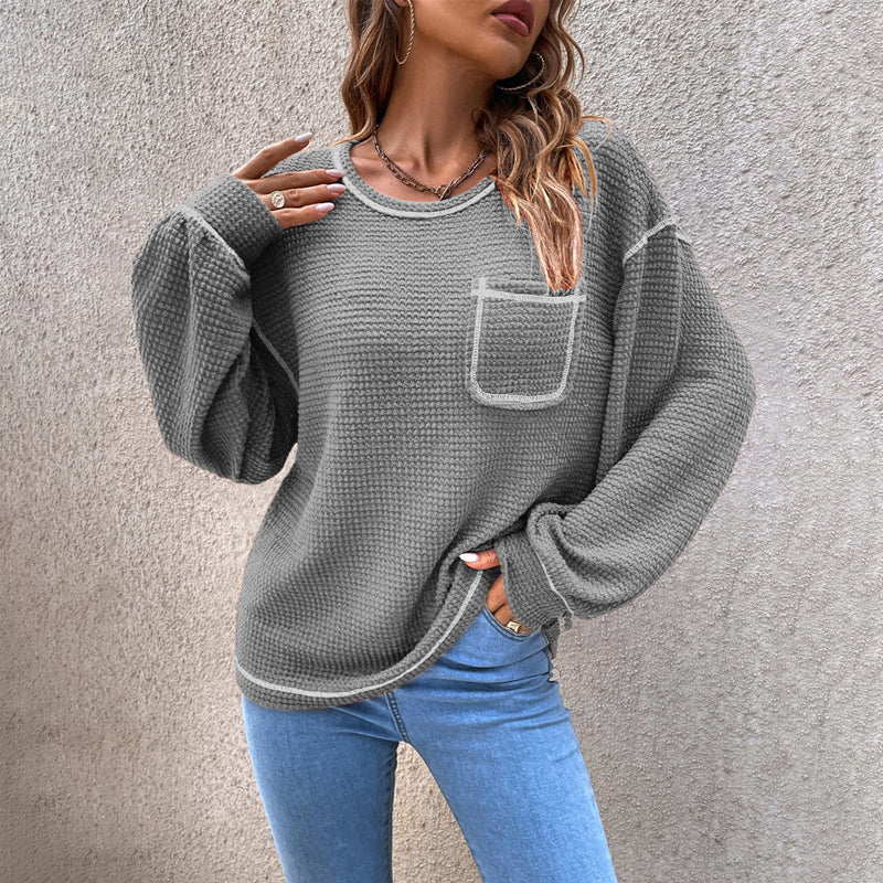 Women's Waffle Knit Tunic Tops Long Sleeve Shirt