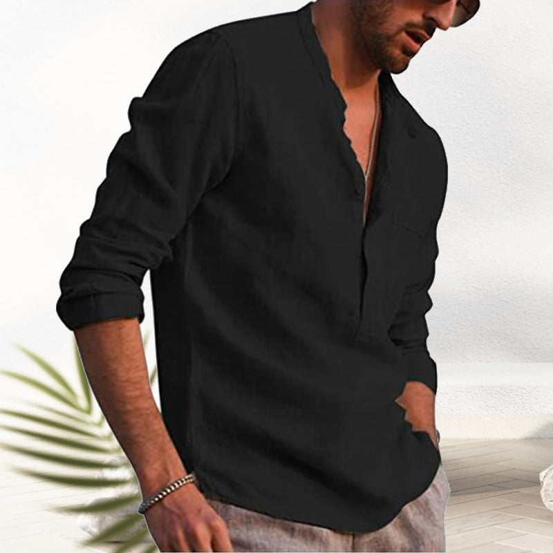 V-neck Linen Shirt