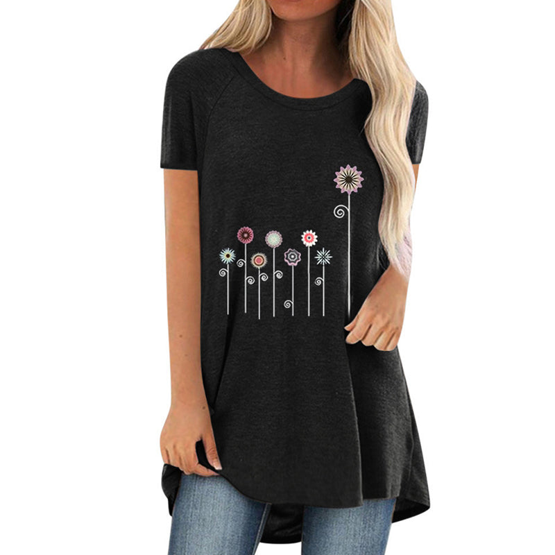 Floral Print Midi T-Shirt