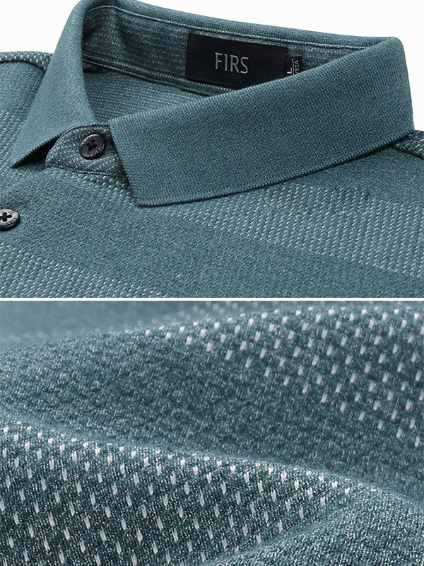 Men's Jacquard Stripe Casual Long-Sleeve POLO Shirt