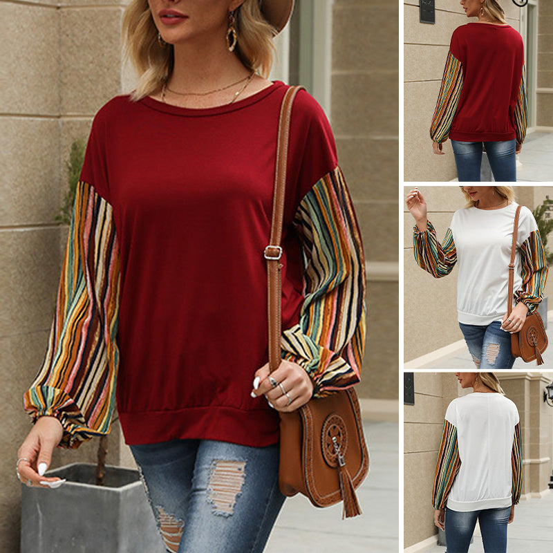 Colorful Striped Sleeve T-Shirt