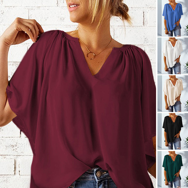 Chiffon V-neck Pullover Top