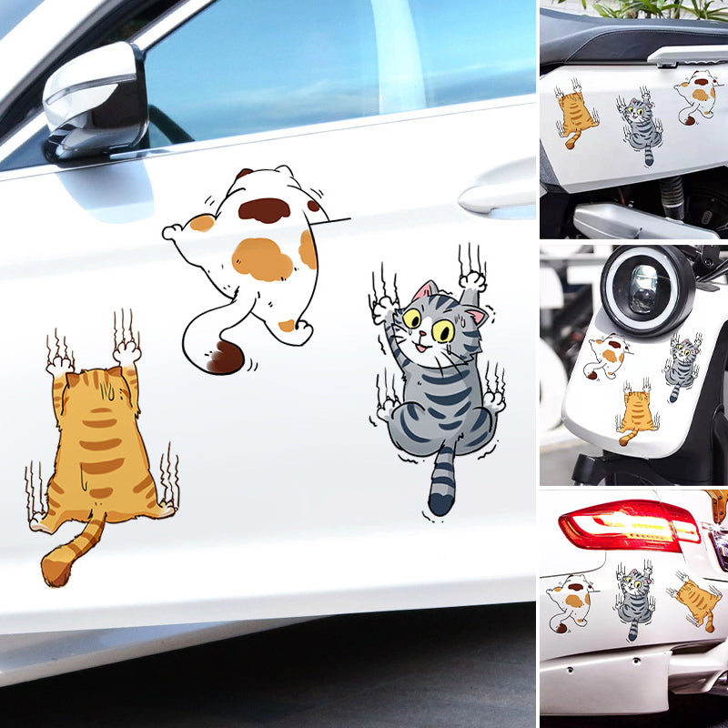 Cute Cat Cartoon Decal Car Stickers, 3 pcs