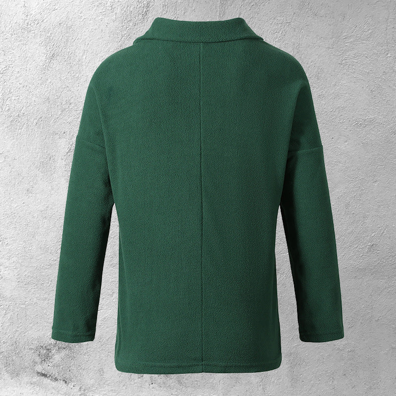 Zipped Stand-up Collar Sweatshirt