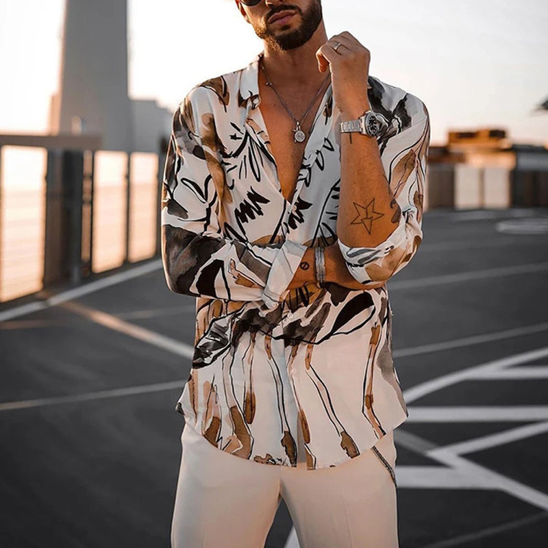 Business Print Long Sleeve Shirt