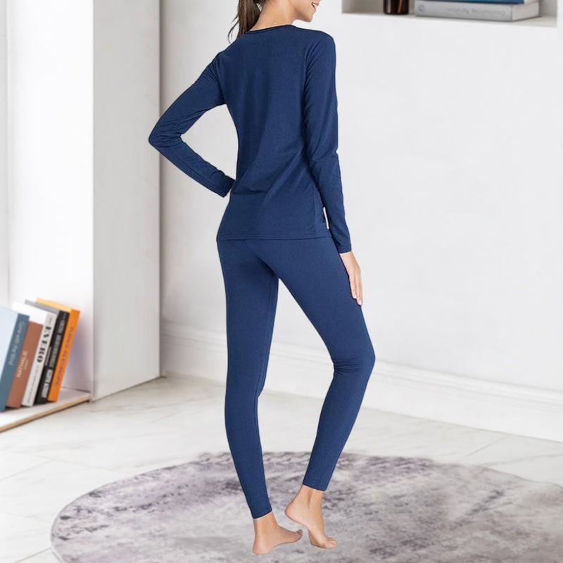 Comfortable Warm Solid Color Long Sleeve Pajamas