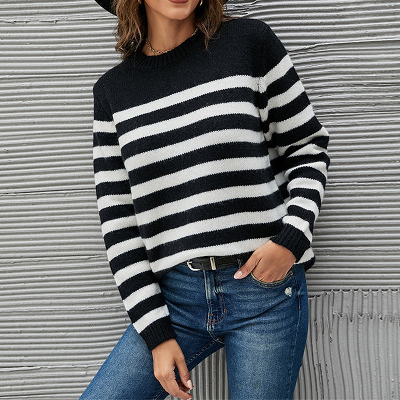 Striped Crewneck Pullover Sweater