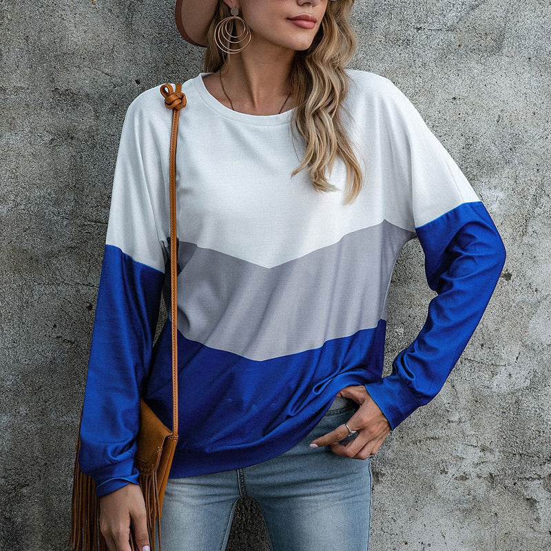 Panel Print Tricolor Long Sleeve T-Shirt