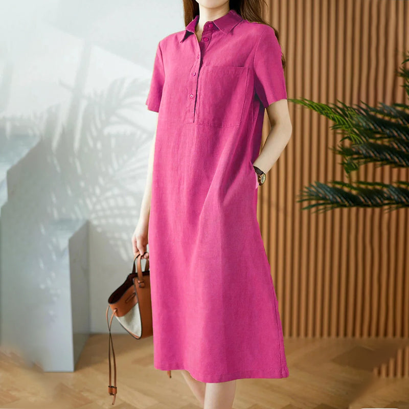 Breathable Short Sleeve Simple Dress