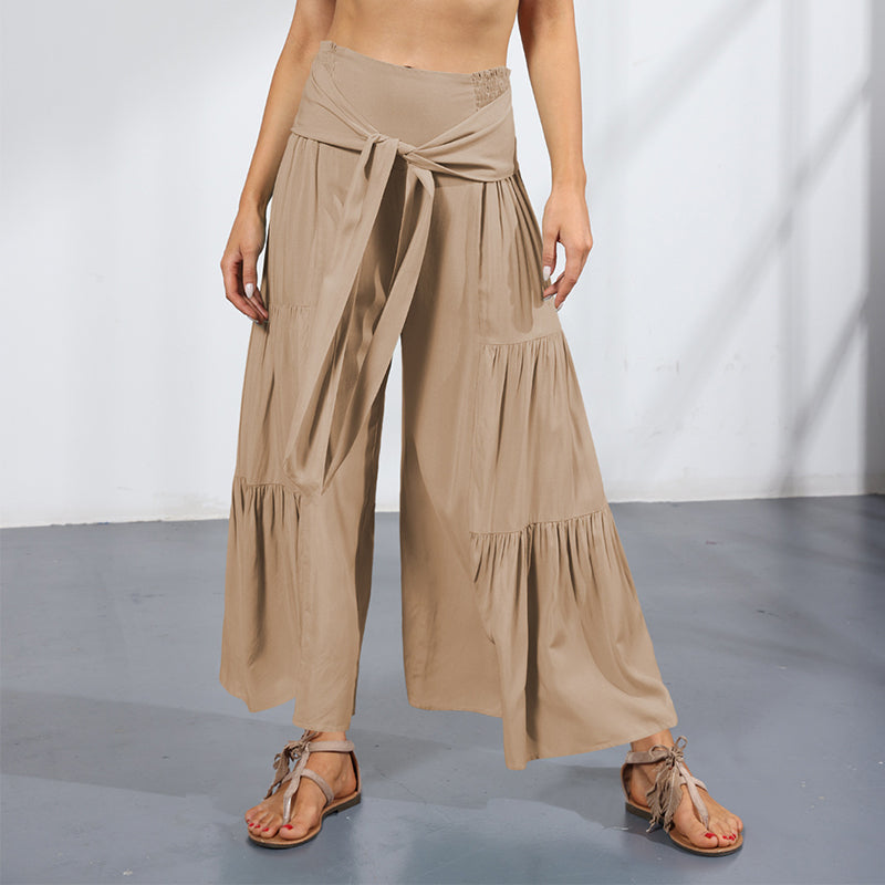 Lace-up Casual Wide-leg Pants