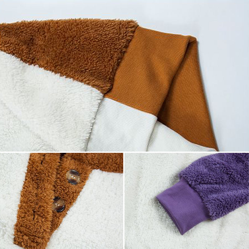 Paneled Long Sleeve Plush Sweatshirt