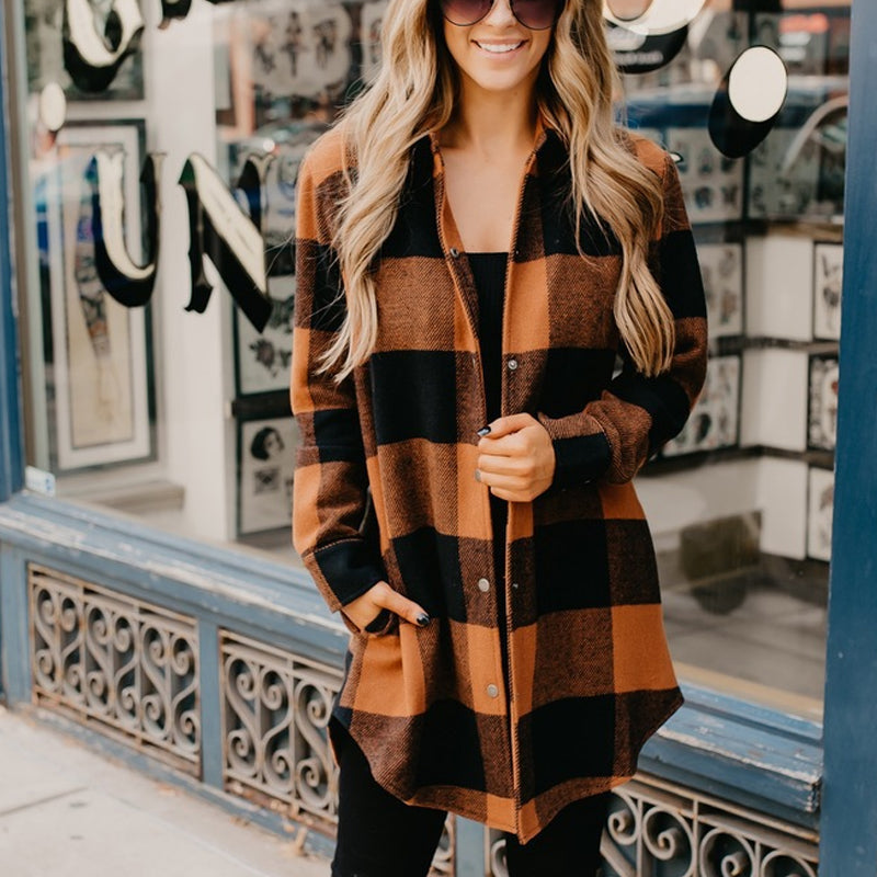 Long Sleeve Plaid Jacket