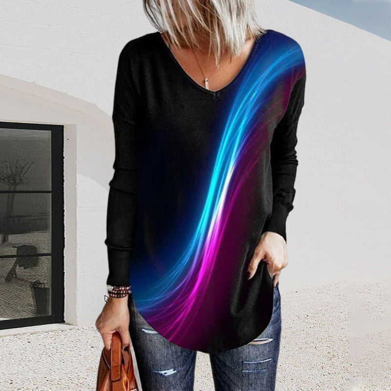 Long-sleeved Top with Gradient Print