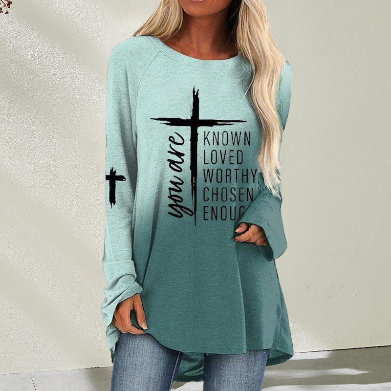 Cross Letter Print T-shirt