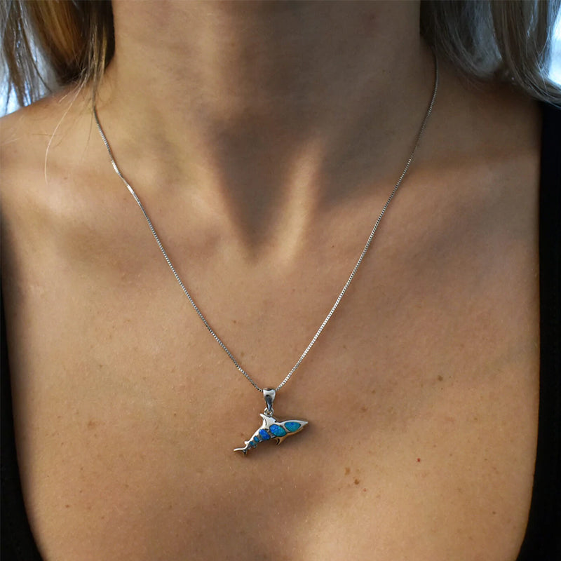 Blue Opal Shark Necklace