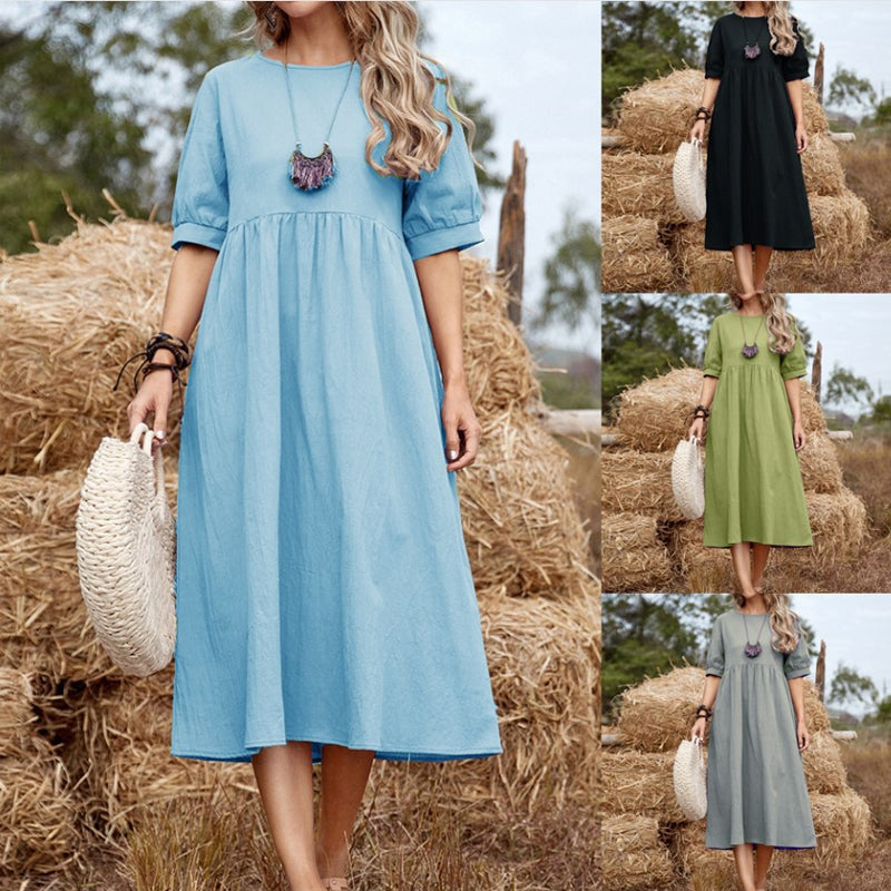 Loose Cotton Linen Dress