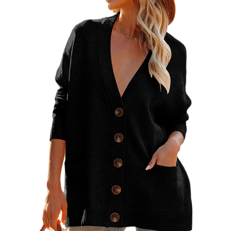 Solid Color Cardigan Sweater