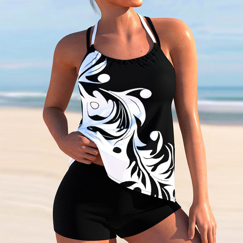 Printed Boxer Skirt Swimsuit