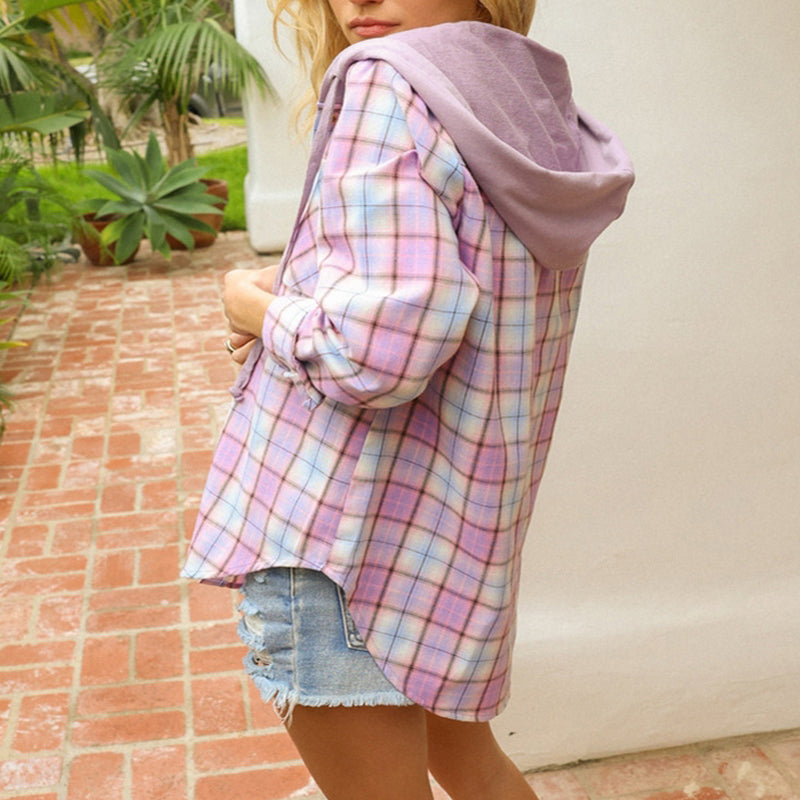 Hooded Buttoned Casual Shirt Jacket