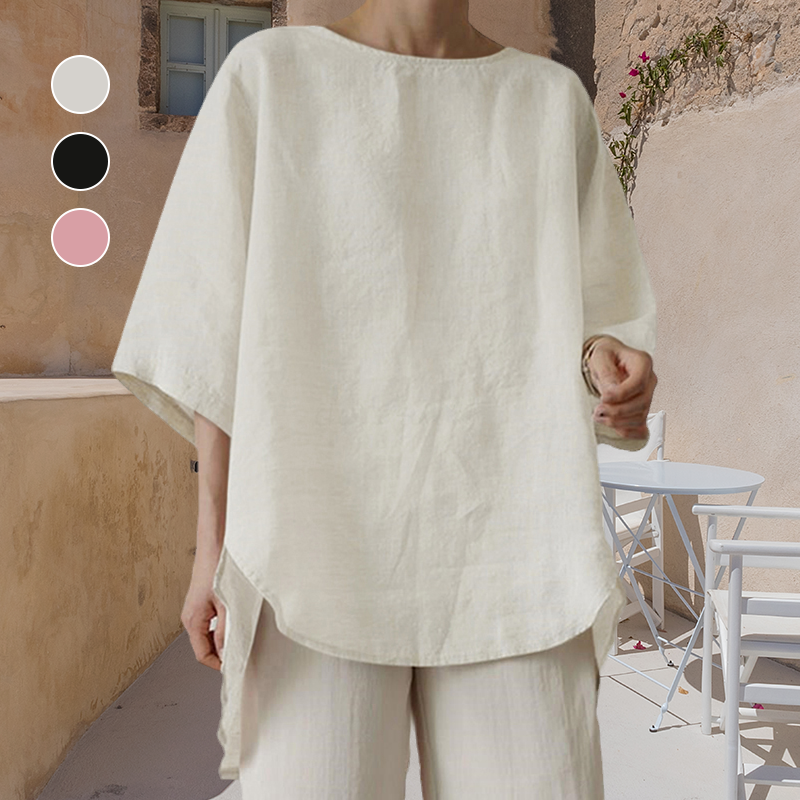 Women's Cotton Linen Solid Color Casual Top