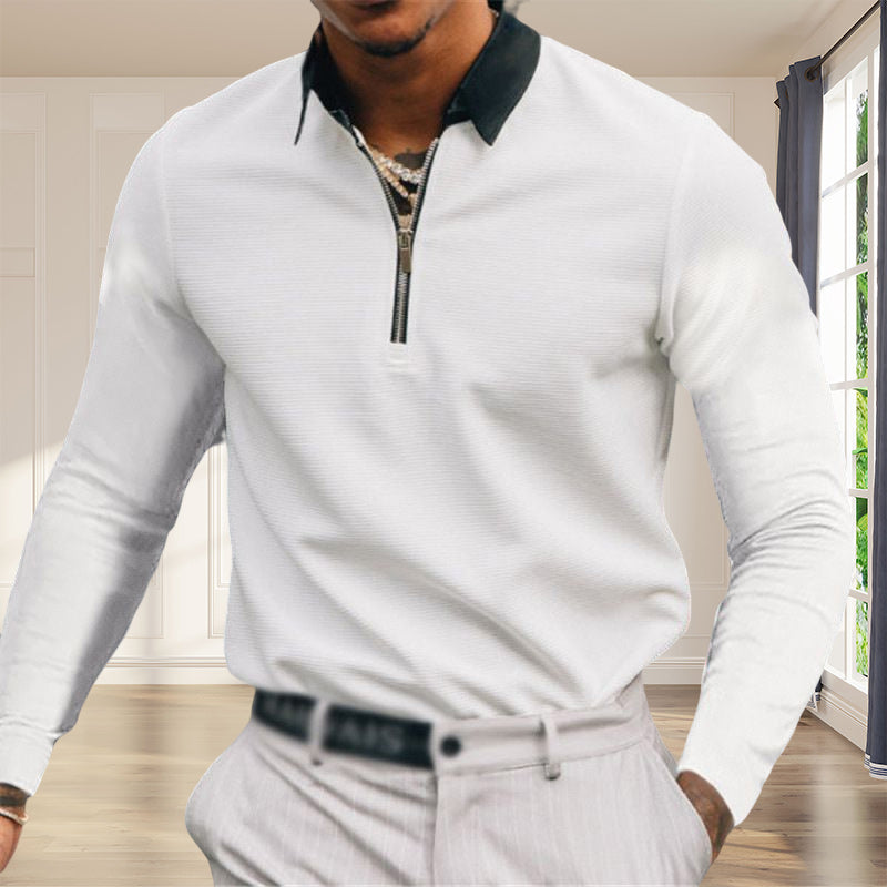 Solid Color Lapel Polo Men's T-Shirt