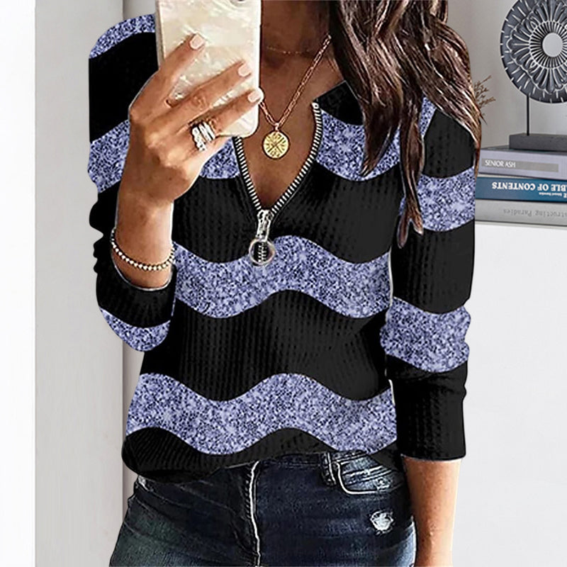 Geometric Abstract Print Zipped Sweatshirt