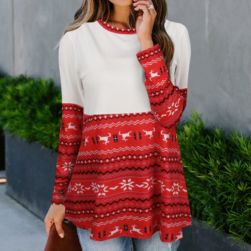 Christmas Print Bottoming Shirt