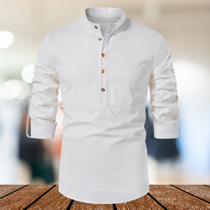 Linen Long Sleeve Cotton Slim Fit Shirt