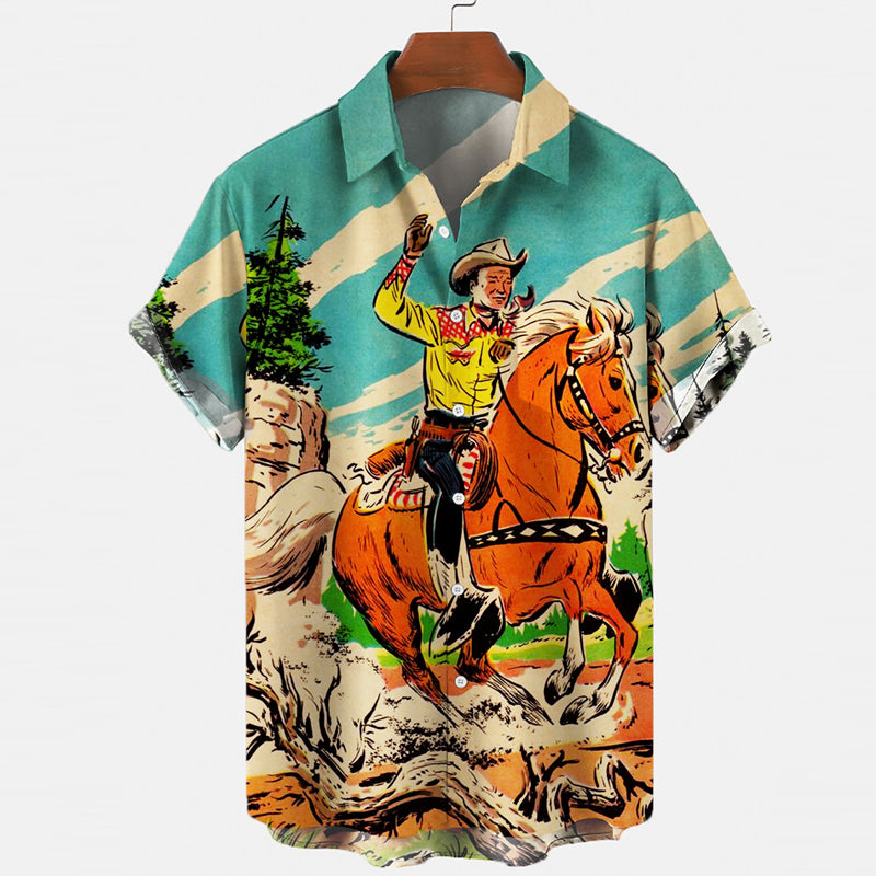 Men's Retro Print Shirt