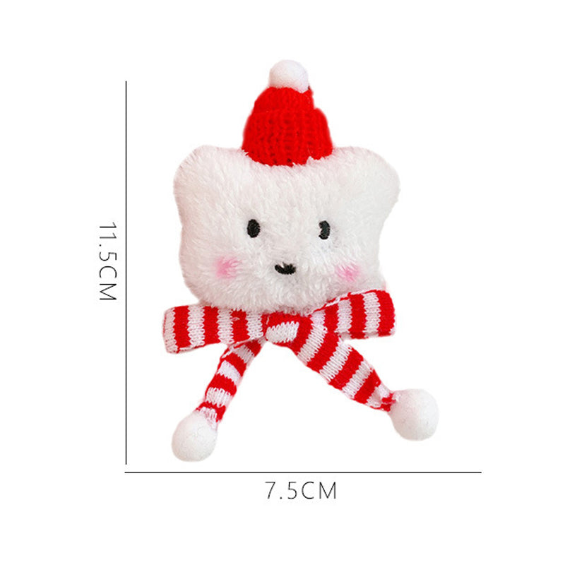 Plush Bear Christmas Brooch