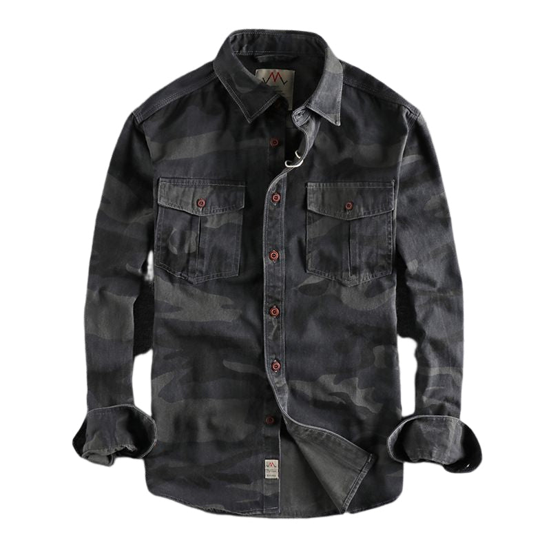 Men's Long Sleeve Camouflage Print Work Shirt