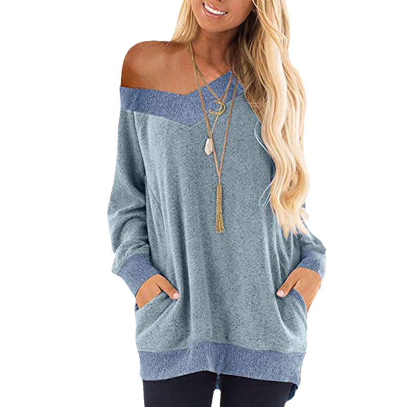 V Neck Contrast Pocket Sweatshirt