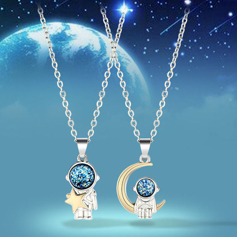 Astronaut Shape Couple Necklace